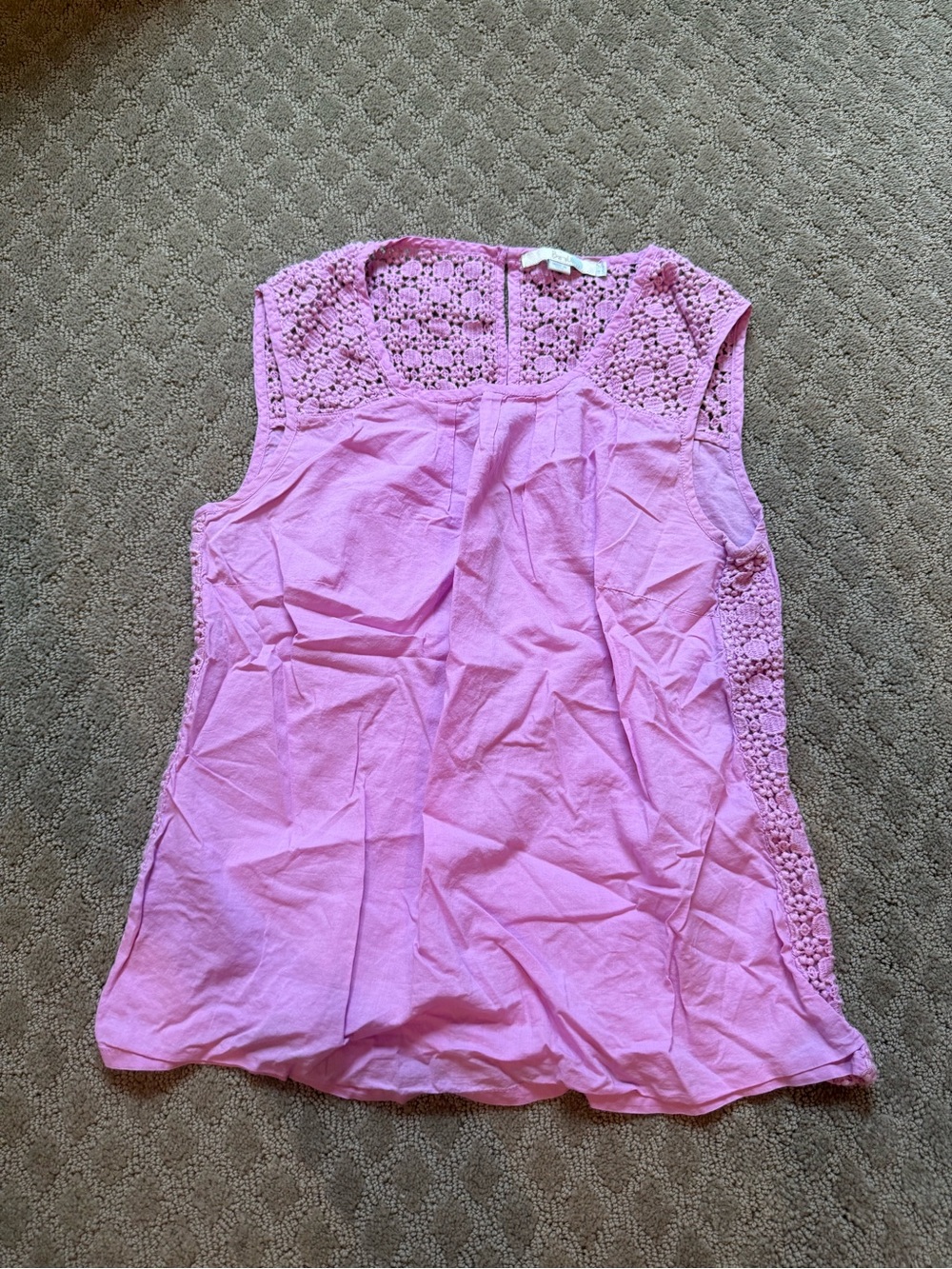 Boden Pink Crochet Yoke Sleeveless Tank